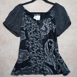 Bila Paisley Peasant Blouse XXL Boho Y2K